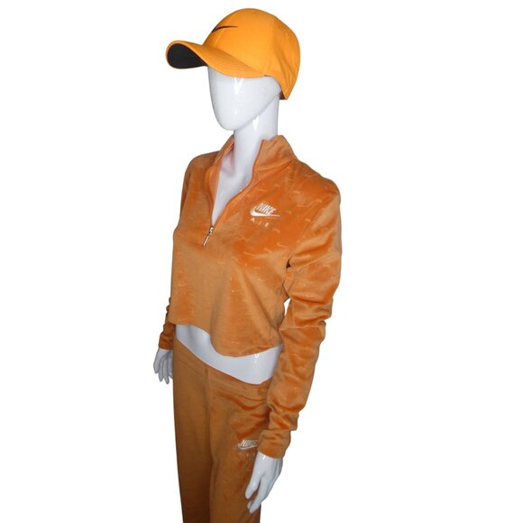 Nike Women's Velour‎ 2PC Track Suit Set Orange Size - M-Jacket/L-Pants - Picture 2 of 9